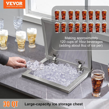 Stainless Steel Ice Bin 14x12x18cm for Outdoor Kitchens - 28.5L Capacity