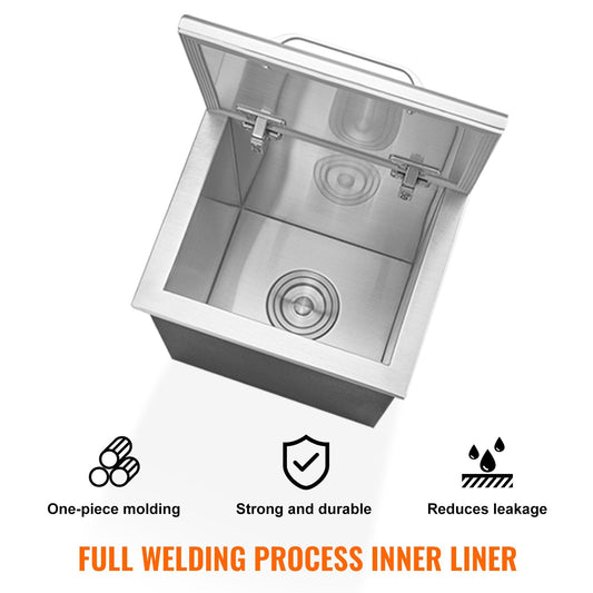 Stainless Steel Ice Bin 14x12x18cm for Outdoor Kitchens - 28.5L Capacity