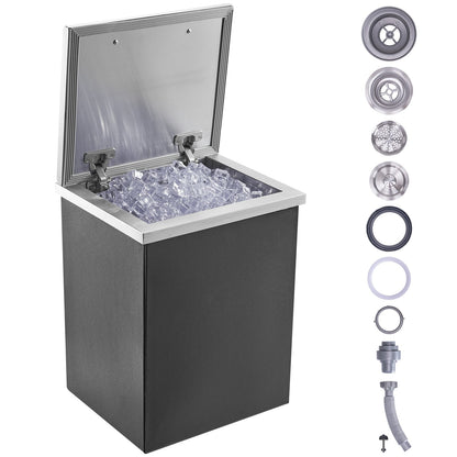 VEVOR Drop in Ice Chest, 14"L x 12"W x 18"H Stainless Steel Ice Cooler, Commercial