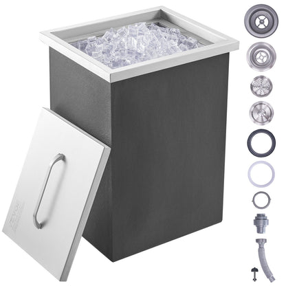 VEVOR Drop in Ice Chest, 14"L x 12"W x 18"H Stainless Steel Ice Cooler, Commercial