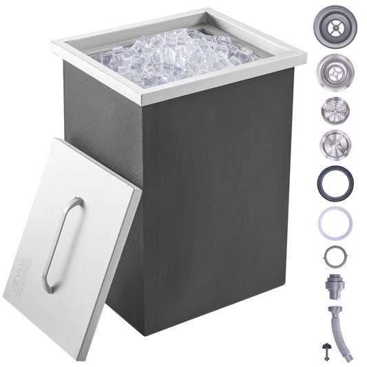 VEVOR Drop in Ice Chest, 14"L x 12"W x 18"H Stainless Steel Ice Cooler, Commercial