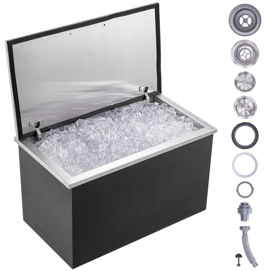 VEVOR Drop in Ice Chest, 24"L x 20"W x 15"H Stainless Steel Ice Cooler, Commercial