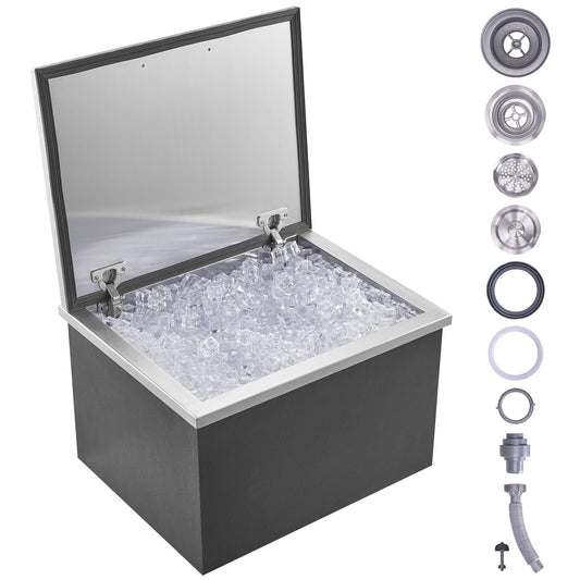 VEVOR Drop in Ice Chest, 20"L x 16"W x 13"H Stainless Steel Ice Cooler, Commercial