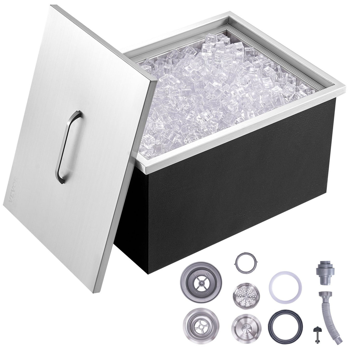 VEVOR Drop in Ice Chest, 20"L x 14"W x 12"H Stainless Steel Ice Cooler, Commercial
