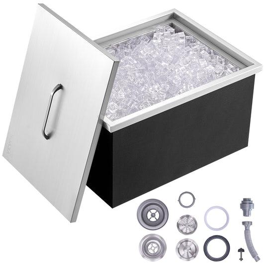 VEVOR Drop in Ice Chest, 20"L x 14"W x 12"H Stainless Steel Ice Cooler, Commercial