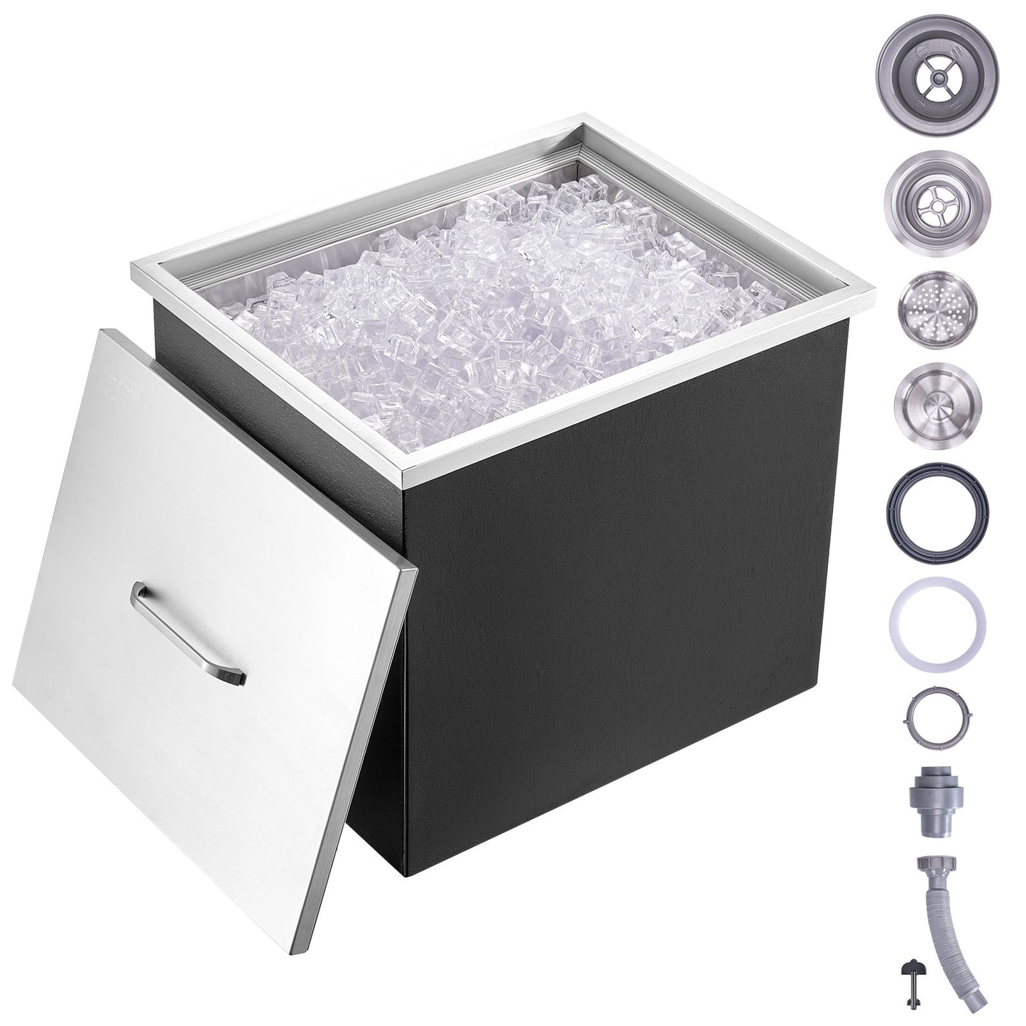 VEVOR Drop in Ice Chest, 21"L x 17"W x 18"H Stainless Steel Ice Cooler, Commercial