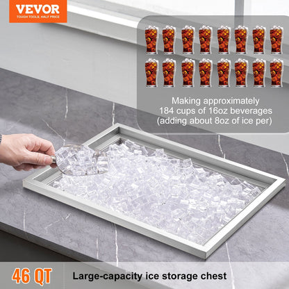 Stainless Steel 0.56m x 0.43m Ice Chest, 43.5L Capacity, for Outdoor Kitchens