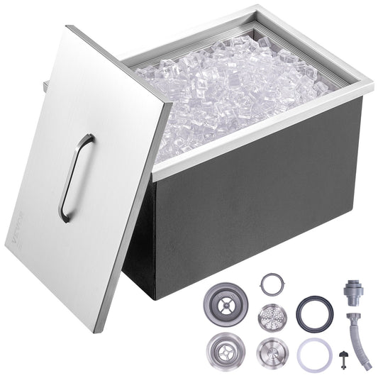 VEVOR Drop in Ice Chest, 22"L x 17"W x 12"H Stainless Steel Ice Cooler, Commercial
