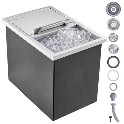 VEVOR Drop in Ice Chest, 18"L x 12"W x 14.5"H Stainless Steel Ice Cooler, Commercial