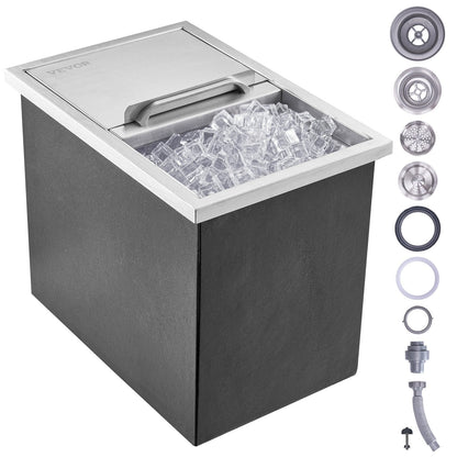 Stainless Steel Ice Chest with Sliding Cover, 0.46m x 0.3m x 0.37m, 26.7L Capacity
