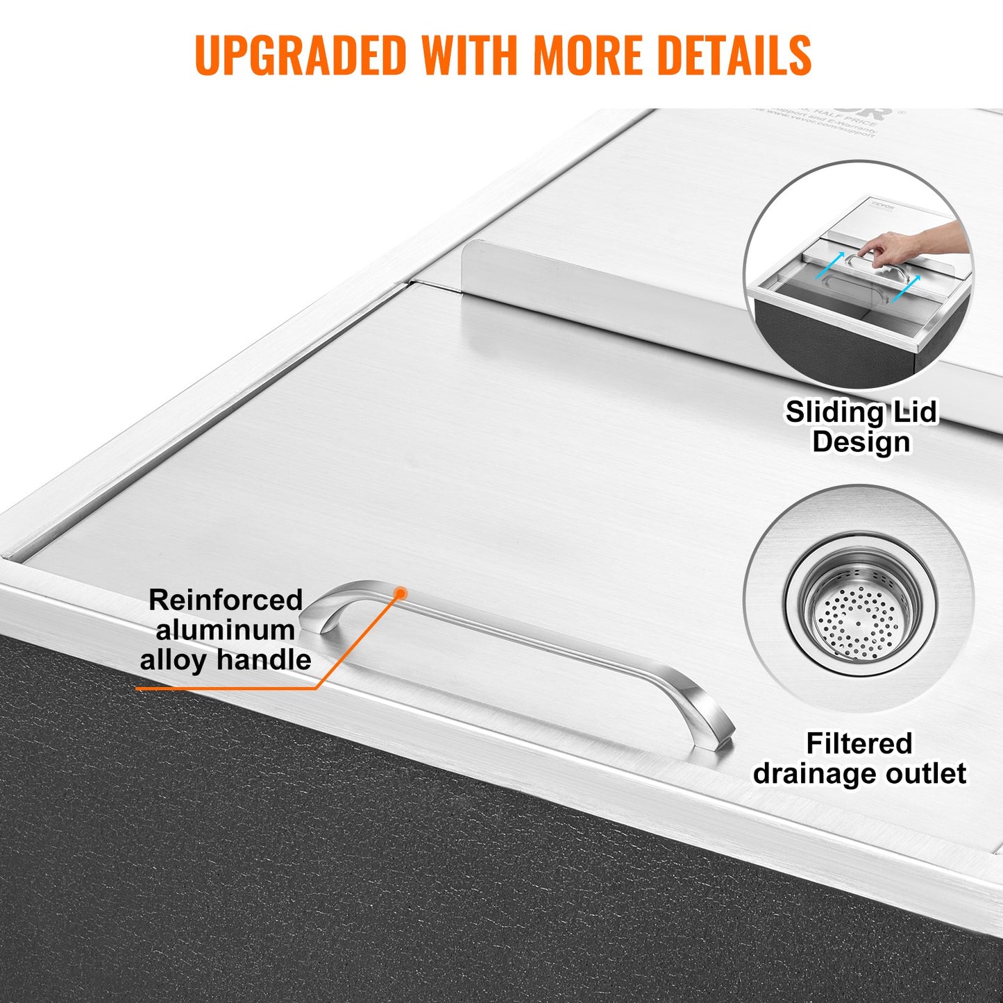 VEVOR Drop in Ice Chest, 24"L x 18"W x 13"H Stainless Steel Ice Cooler, Commercial
