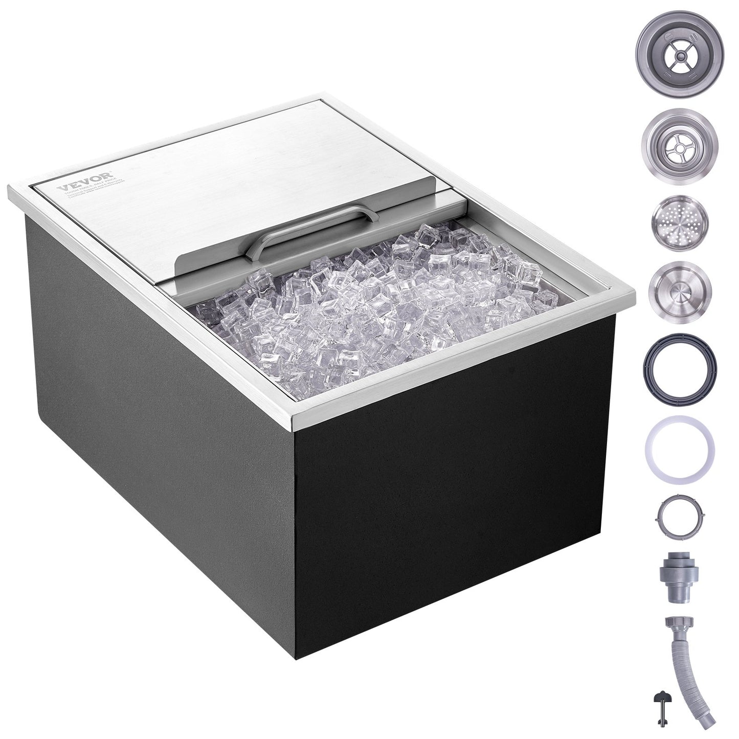 VEVOR Drop in Ice Chest, 24"L x 18"W x 13"H Stainless Steel Ice Cooler, Commercial