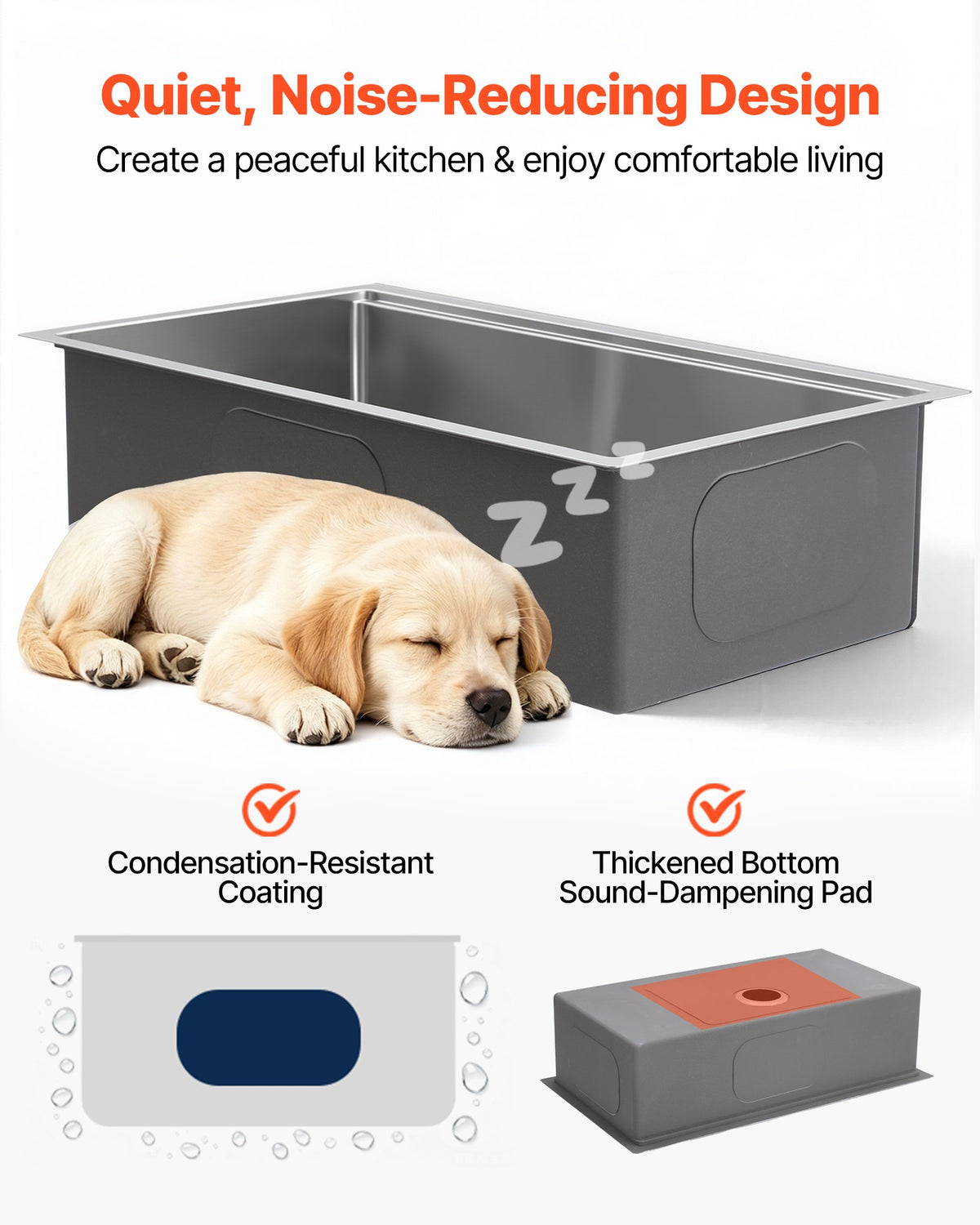 84 cm Kitchen Undermount Single Bowl Sinks, Stainless Steel Drop-In Farmhouse Basin with Ledge & Accessories, Household Dishwasher Sinks for RV, Prep Kitchen, Laundry Room, Bar