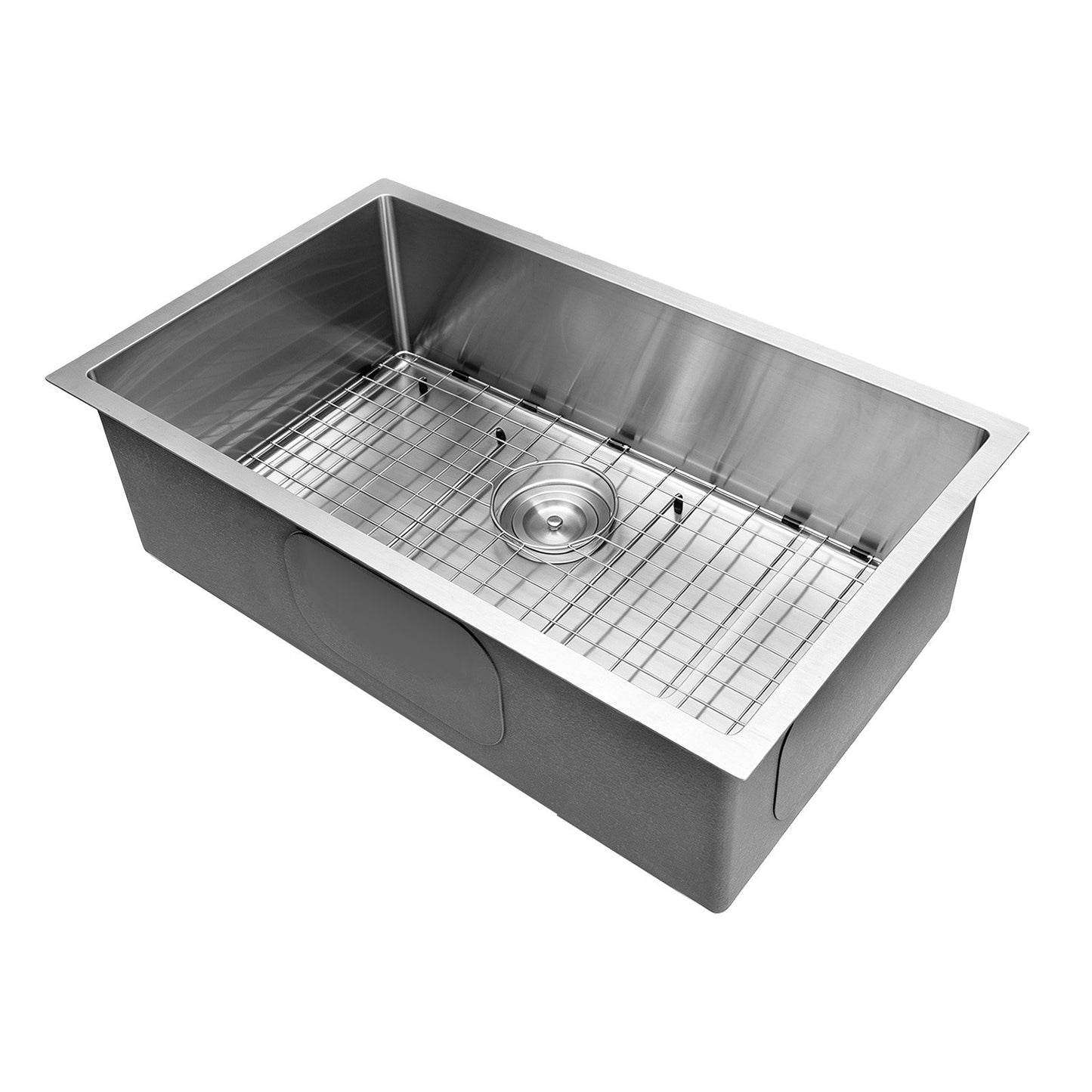 84 cm Kitchen Undermount Single Bowl Sinks, Stainless Steel Drop-In Farmhouse Basin with Ledge & Accessories, Household Dishwasher Sinks for RV, Prep Kitchen, Laundry Room, Bar