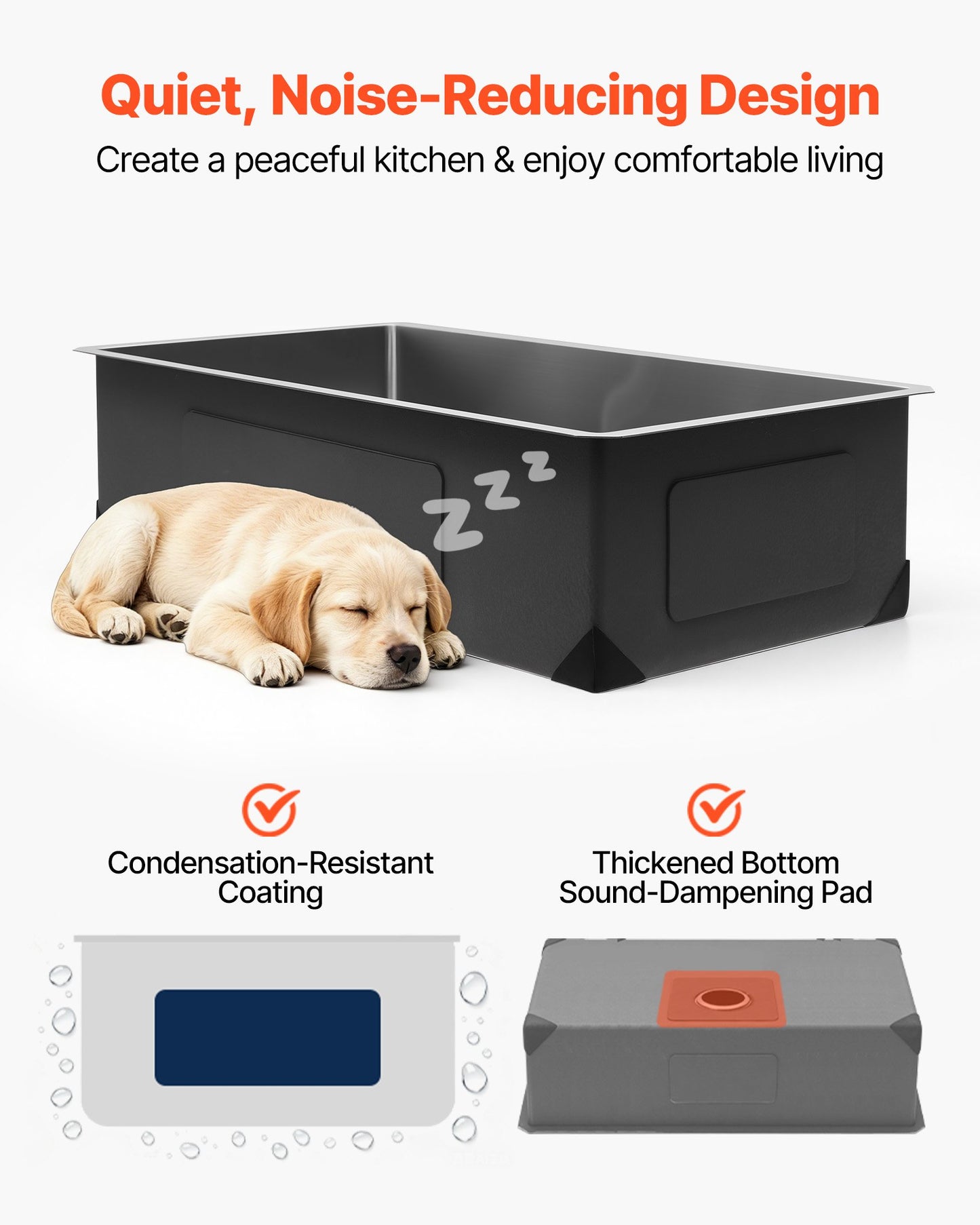 81 cm Kitchen Undermount Single Bowl Sinks, Stainless Steel Drop-In Farmhouse Basin with Accessories, Household Dishwasher Sinks for RV, Prep Kitchen, Laundry Room, Bar
