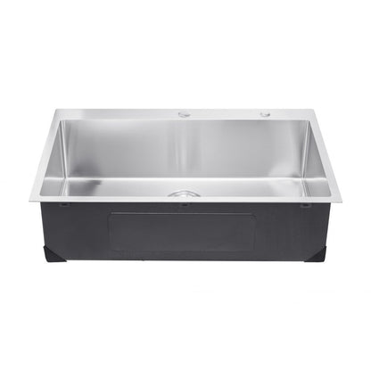 VEVOR 33" Kitchen Sink Top Mount Single Bowl Drop-In Basin Stainless Steel Bar