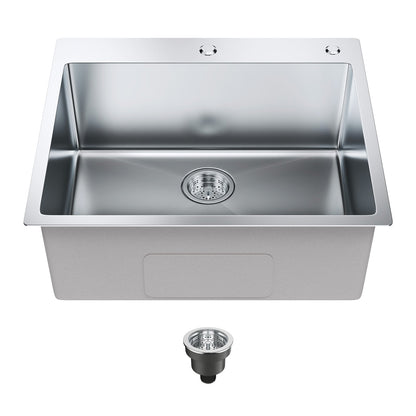 Stainless Steel Top Mount Sink, 0.63m x 0.56m, Single Bowl with Accessories (2-Pack)