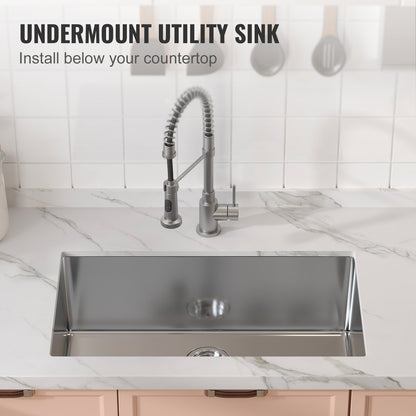 VEVOR Kitchen Sink, 304 Stainless Steel Drop-In Sinks, Undermount Single Bowl Basin