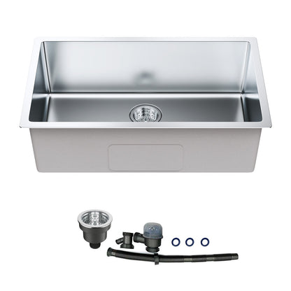 Stainless Steel Undermount Single Bowl Kitchen Sink with Accessories, 0.76m