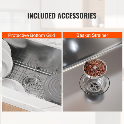 VEVOR Kitchen Sink, 304 Stainless Steel Drop-In Sinks, Top Mount Single Bowl Basin