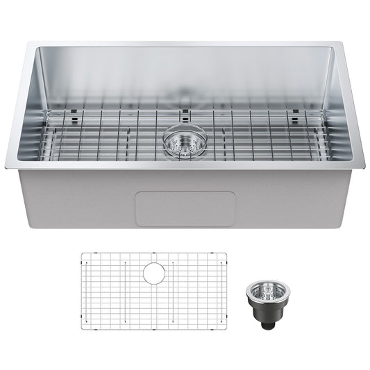 VEVOR Kitchen Sink, 304 Stainless Steel Drop-In Sinks, Undermount Single Bowl Basin