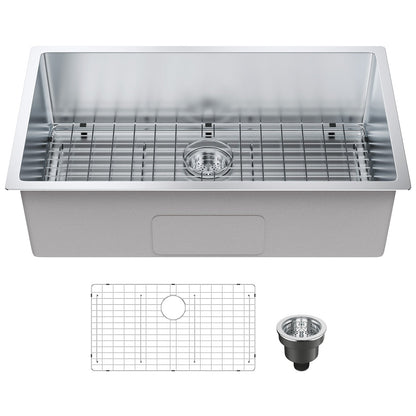 Stainless Steel Undermount Kitchen Sink with Accessories, 0.8m x 0.5m Basin