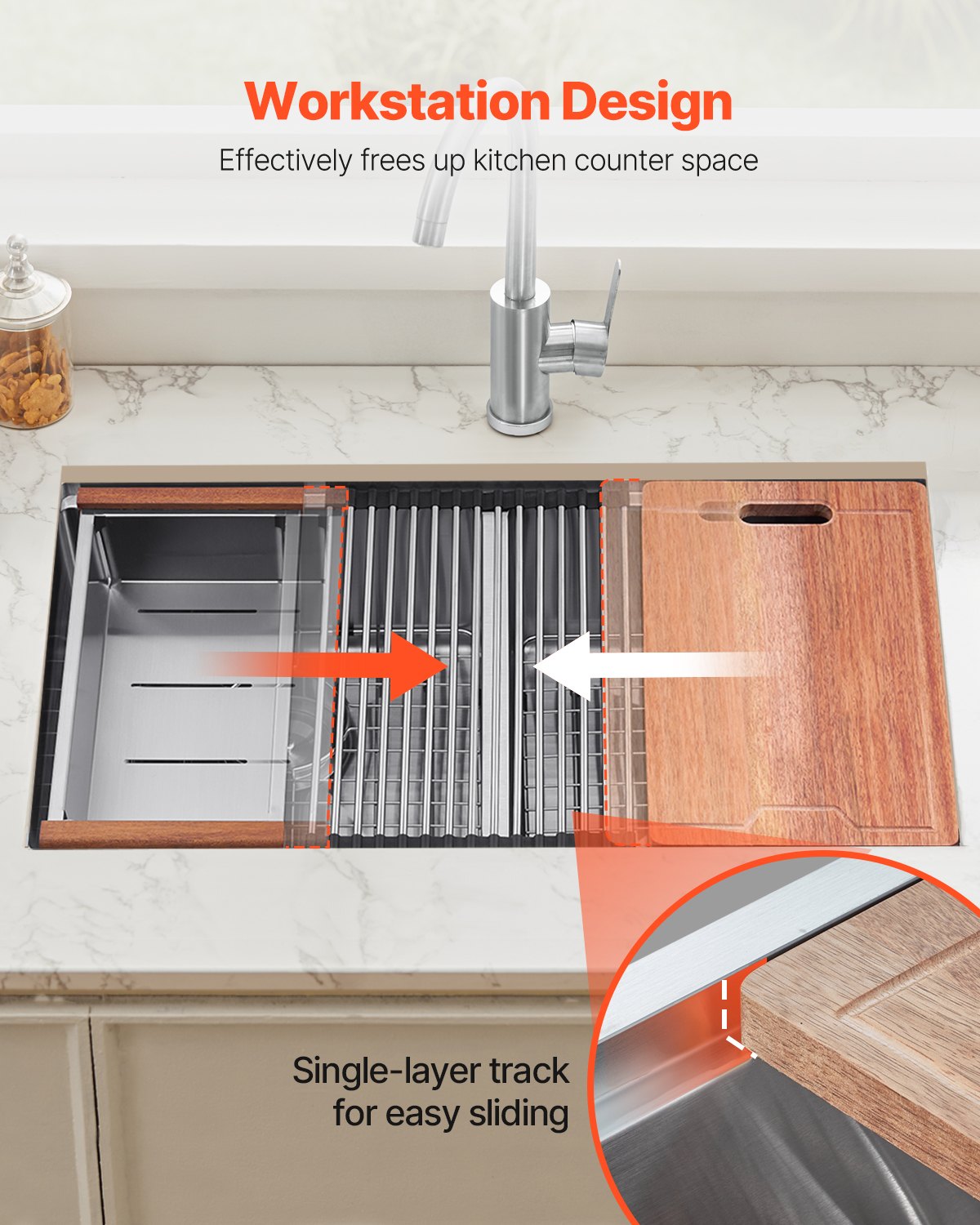 VEVOR 33" Kitchen Sink Undermount Double Bowl Drop-In Basin Stainless Steel Bar