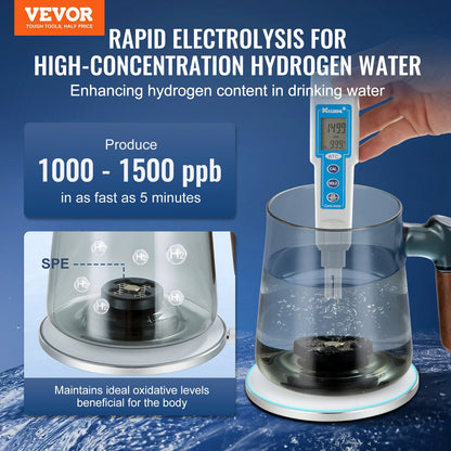Portable Hydrogen Water Generator with Wireless Charging, 400 ml Glass Cup
