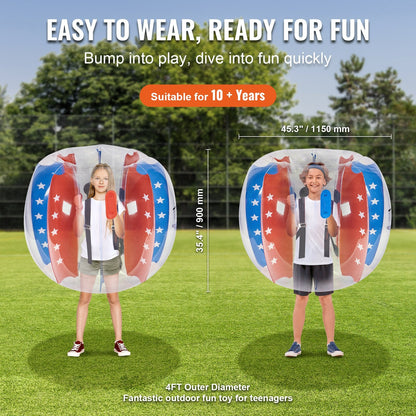 Inflatable 1.2M Sumo Zorb Balls for Kids & Teens, 2-Pack Bumper Bubble Toys