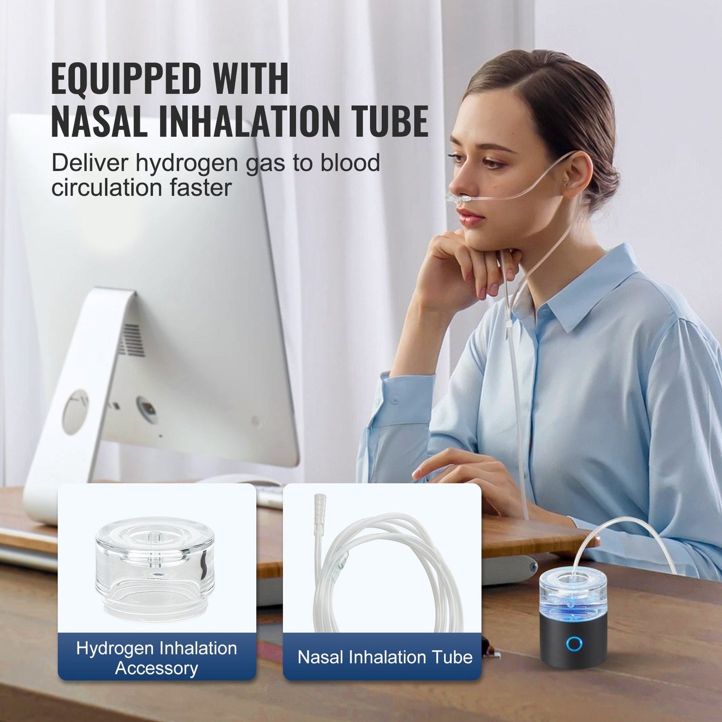Portable 0.23L Hydrogen Water Maker with Nasal Inhalation & Self-Cleaning