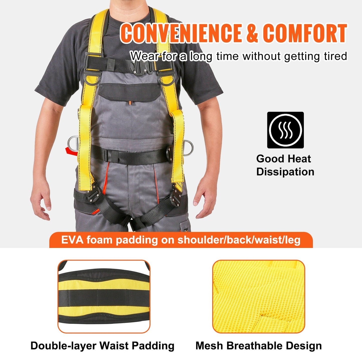 Full Body Safety Harness with Padding & Quick Connect Buckles (M)