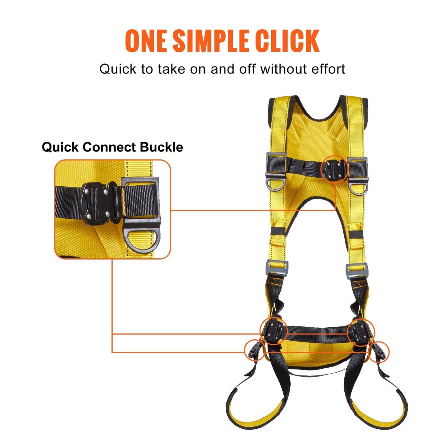Full Body Safety Harness with Padding & Quick Connect, Size S, 45-72 kg Capacity
