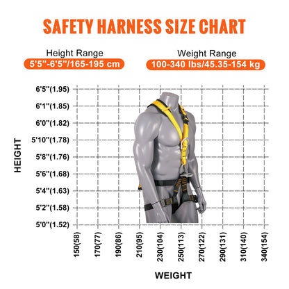 VEVOR Safety Harness Universal Full Body Harness with Padding 340 lb Detachable