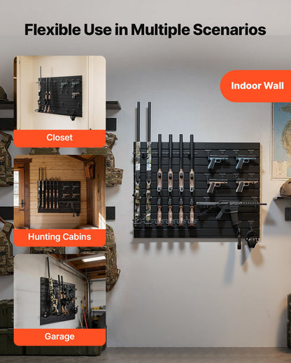 Gun Rack, Wall Mount, Heavy-Duty Steel Tactical Rifle Carbine Shotgun Handgun Storage Rack, Securely Holds up to 6 Rifles and 6 Pistols, Modular Firearms Gun Wall Gear Accessories Organizer