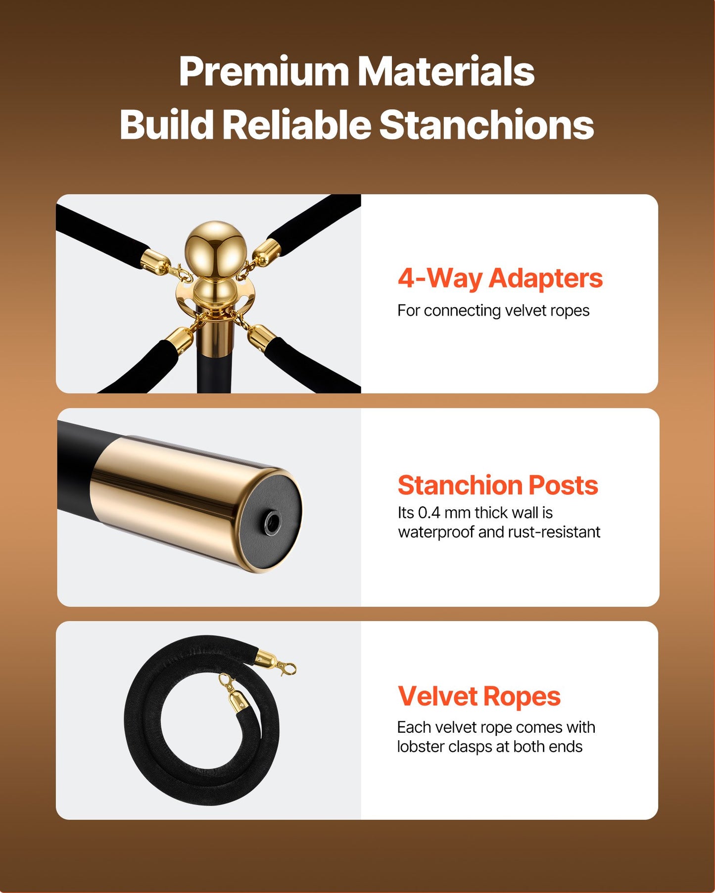Stanchion Post, 4 Pcs Crowd Control Barrier Set with 2 Black Velvet Ropes, Heavy Duty Stainless Steel Stanchion Post Queue with Hollow Base for Theater, Party, Wedding, Exhibition, Event (Black)