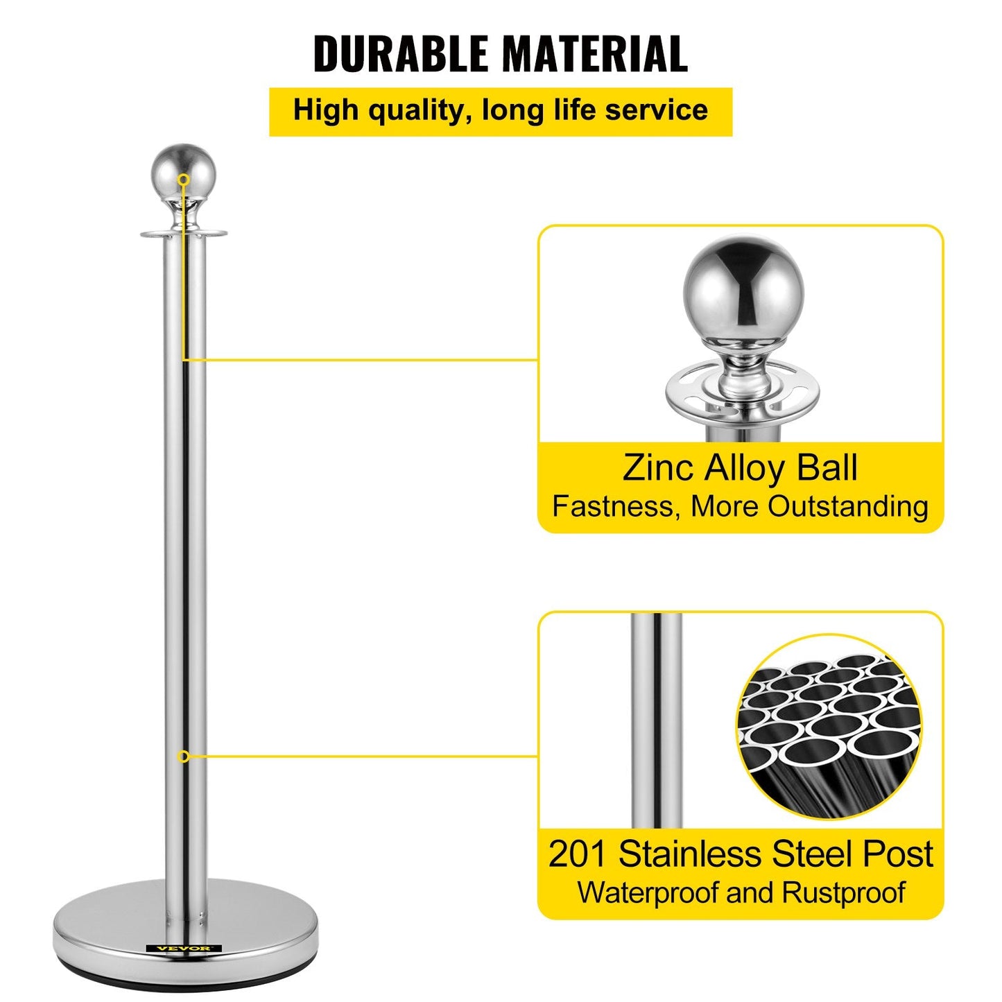 6-Piece Silver Stanchion Set with Red Velvet Rope, 1.5m Length, 13 kg Weight