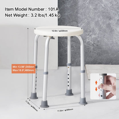 Adjustable Shower Stool for Elderly, 136 kg Capacity, Non-Slip Bath Seat