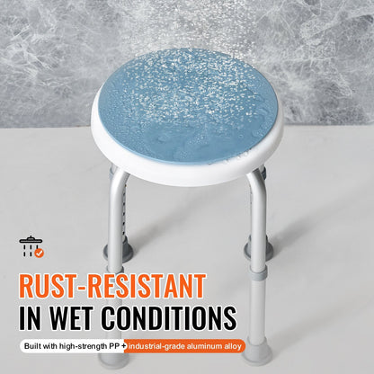 Rotating Shower Chair with Adjustable Height, 136 kg Capacity, Non-Slip Seat