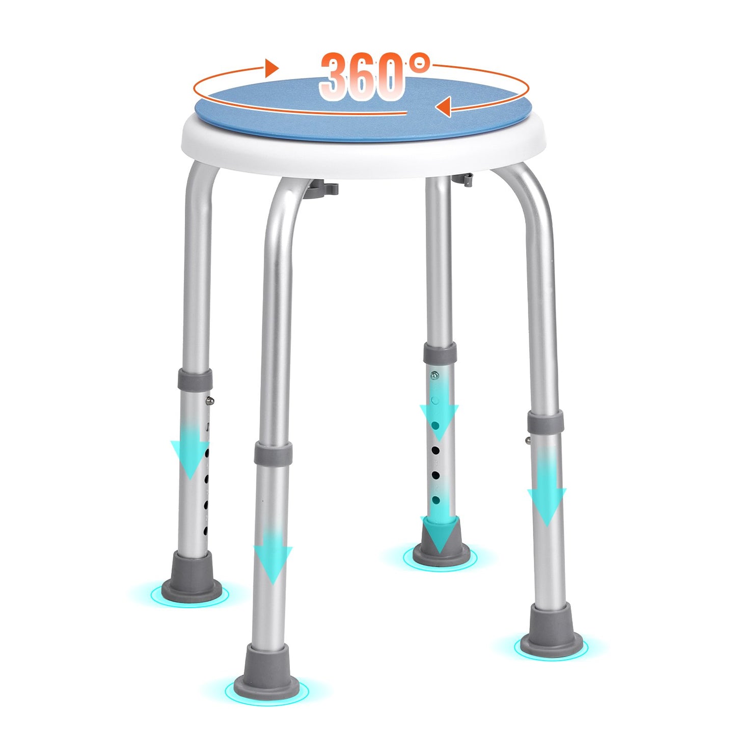 VEVOR Shower Chair 360 Degree Rotating, Adjustable Height Shower Stool Seat, Bath