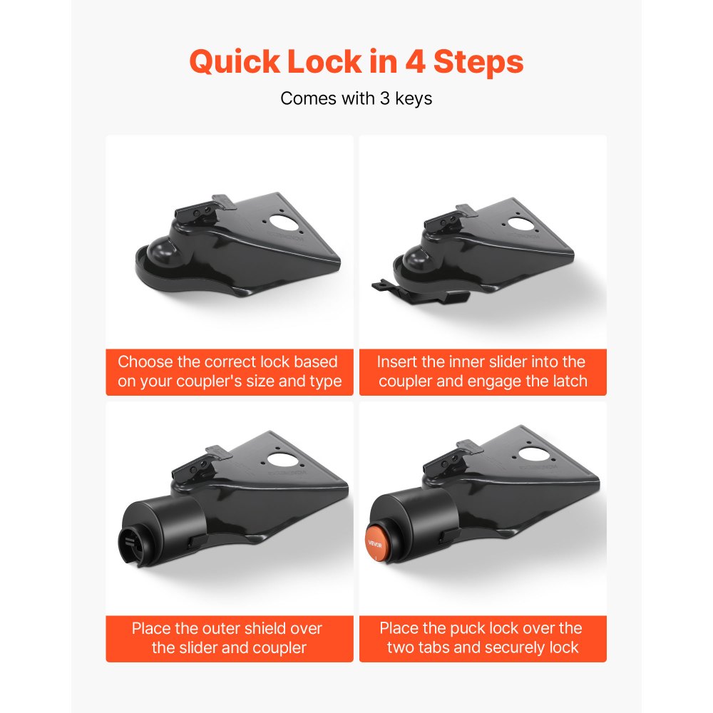 Trailer Coupler Lock Fits 58.6 mm Couplers Heavy Duty Tow Hitch lock