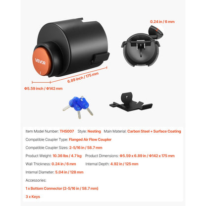 Trailer Coupler Lock Fits 58.6 mm Couplers Heavy Duty Tow Hitch lock