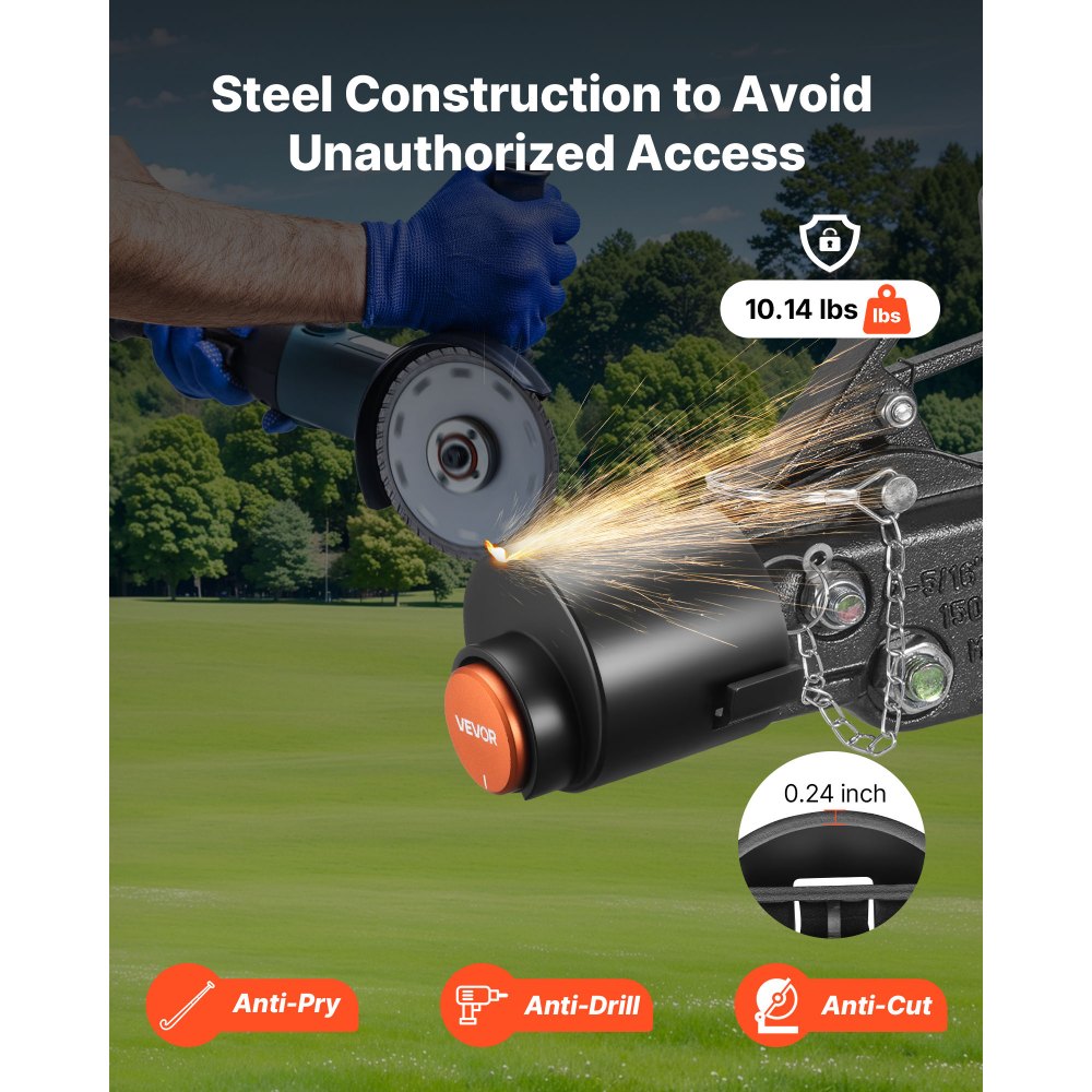 Trailer Coupler Lock Fits 58.6 mm Couplers Heavy Duty Trailer Lock