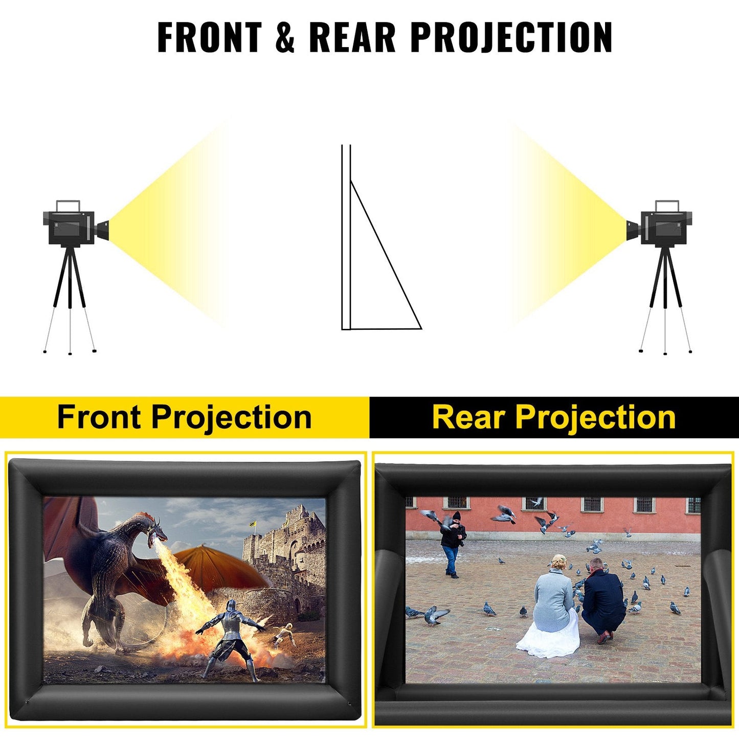 6x4m Inflatable Outdoor Movie Screen with Blower, Dual Projection Capability