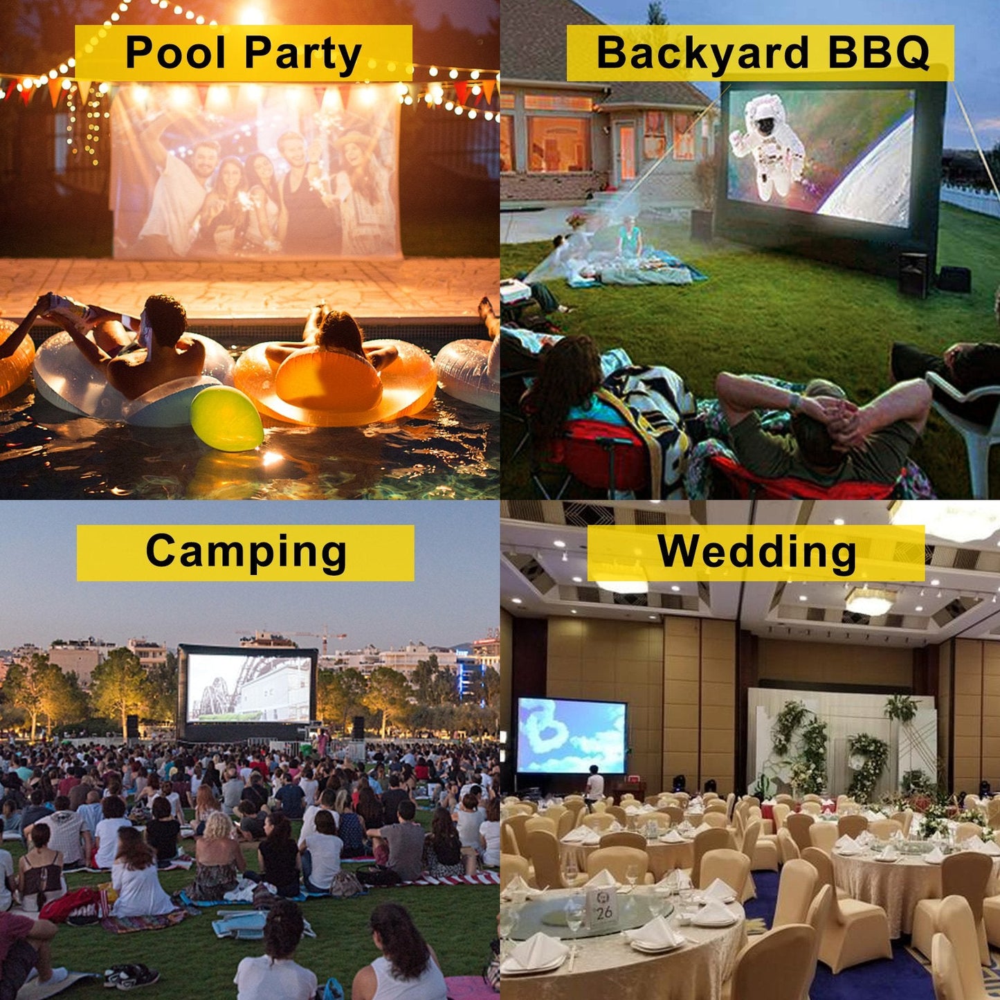 6x4m Inflatable Outdoor Movie Screen with Blower, Dual Projection Capability