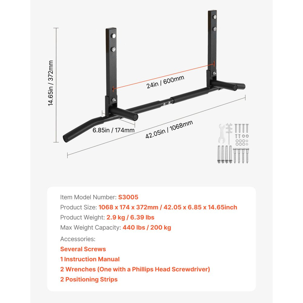 VEVOR Joist Mount Pull Up Bar Ceiling Mounted Chin Up Bar Heavy Duty Home Gym