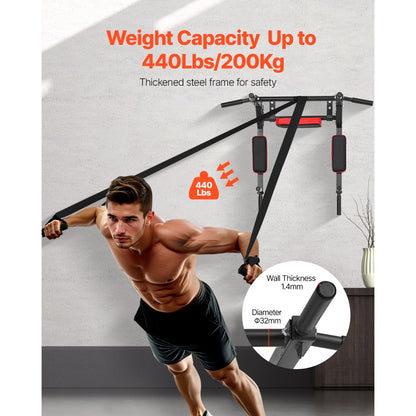 VEVOR Multifunctional Pull Up Bar Wall Mounted Chin Up Bar Dip Station Home Gym