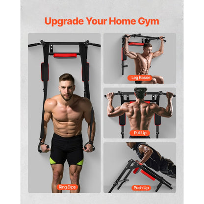 VEVOR Multifunctional Pull Up Bar Wall Mounted Chin Up Bar Dip Station Home Gym