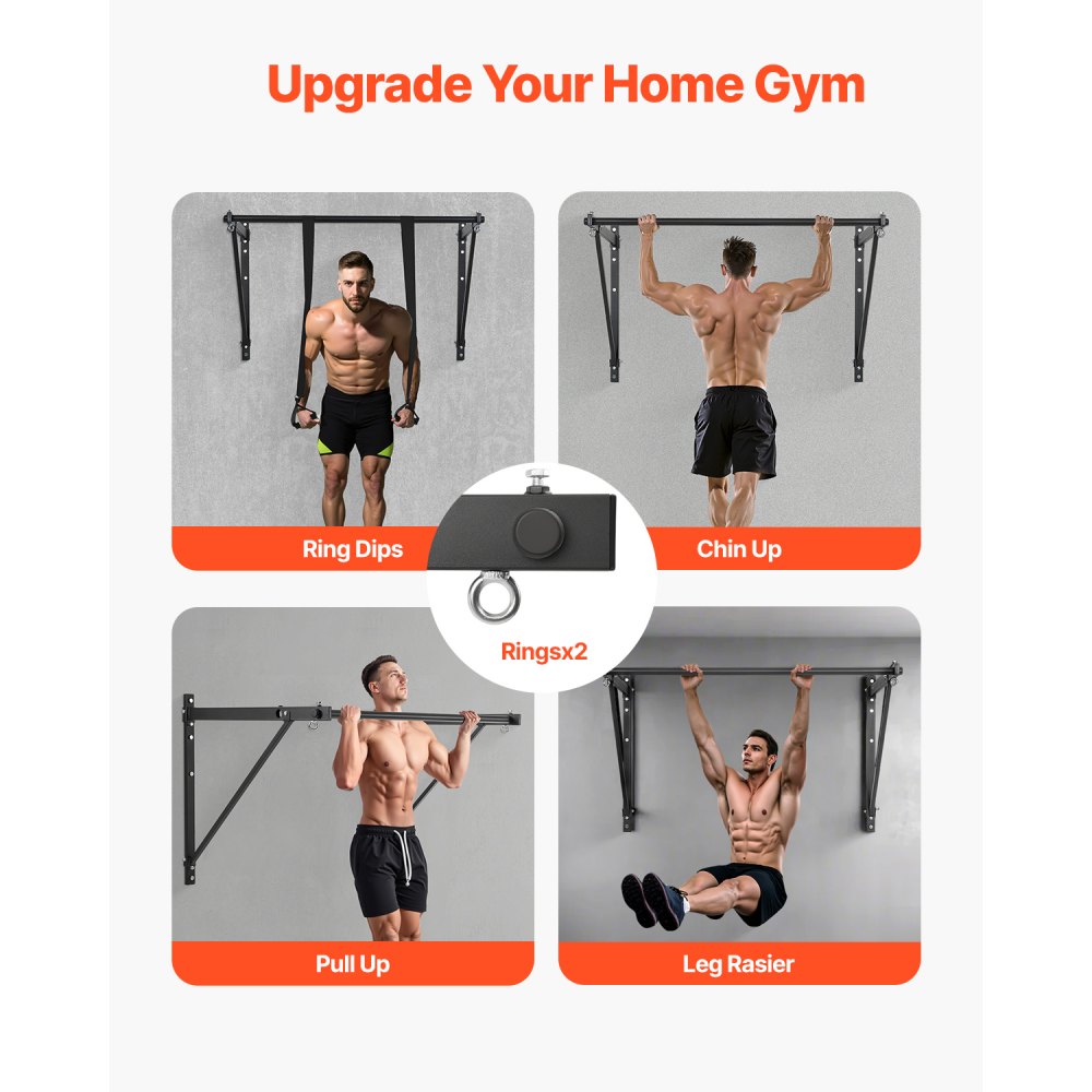 VEVOR Pull Up Bar Wall Mounted Heavy Duty Chin Up Bars Home Gym Adjustable Depth