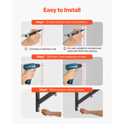 VEVOR Pull Up Bar Multi-Grip Wall Mounted Chin Up Bars Heavy Duty Home Gym