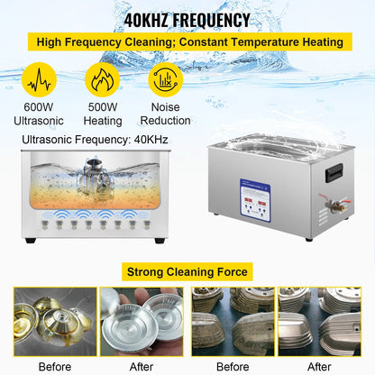 30L Digital Ultrasonic Cleaner with 40kHz Frequency, Heater & Timer